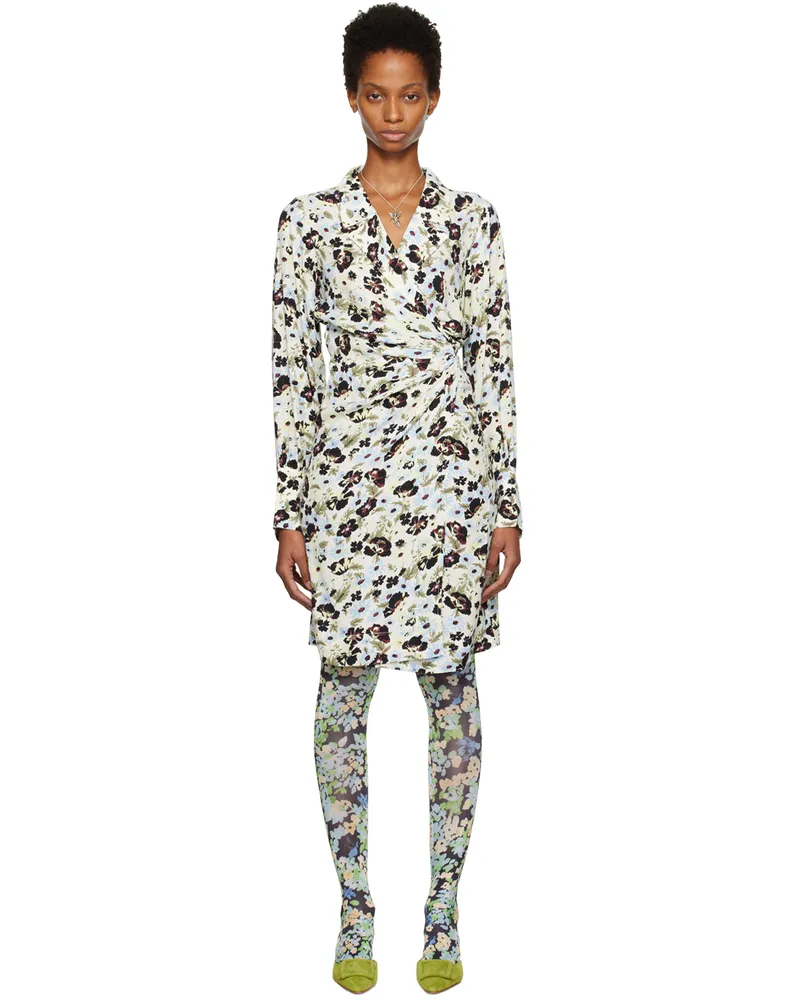 Ganni Off-White Floral Midi Dress 364