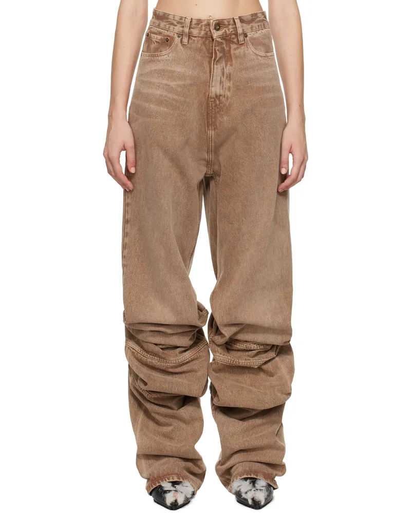 Y/PROJECT Brown Draped Cuff Jeans Pink