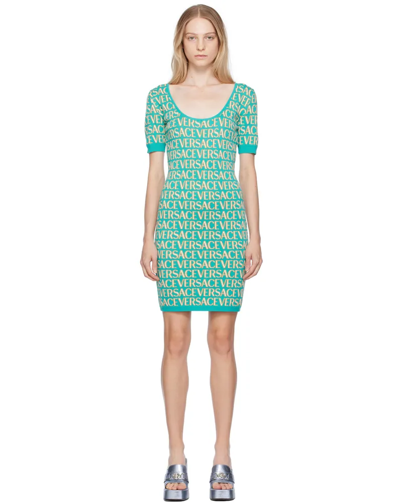 Versace Blue Allover Minidress 5v540