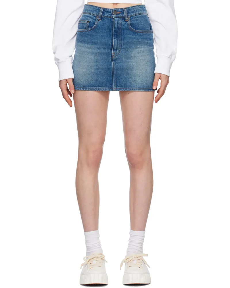 AMI Paris Blue Five-Pocket Denim Miniskirt 480