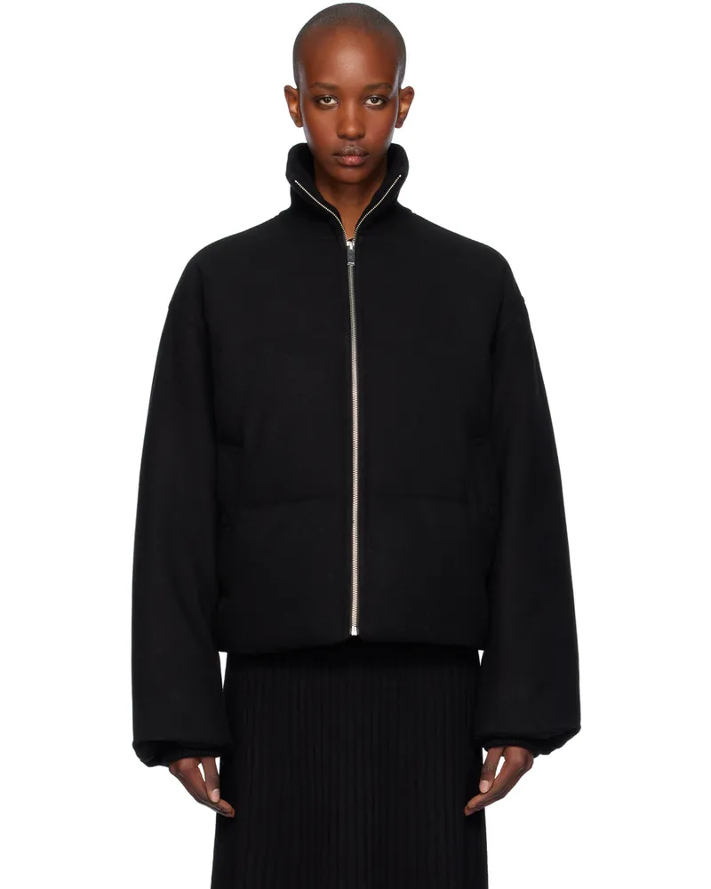 Totême Black Flannel Puffer Down Jacket Black