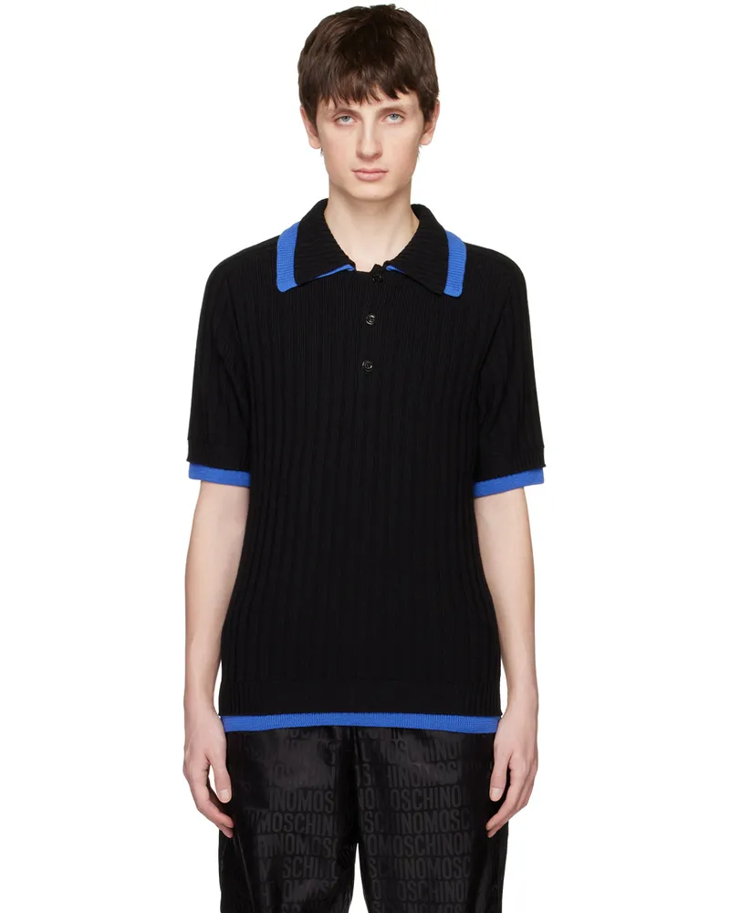 Moschino Black Contrast Trim Polo A0555