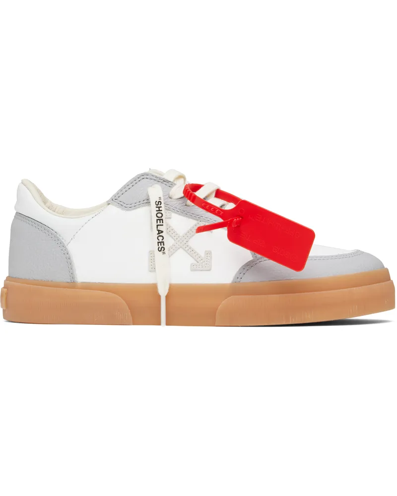 OFF-WHITE White & Gray New Low Vulcanized Leather Sneakers White