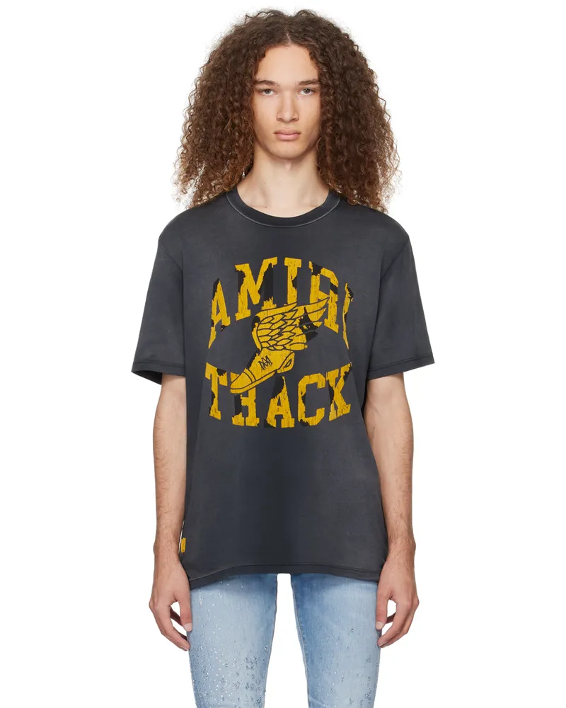 Amiri Black 'Track' T-Shirt Faded