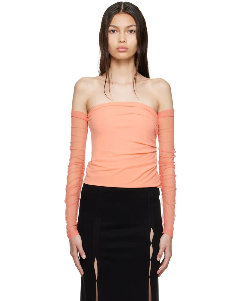 Helmut Lang Pink Polyester Blouse Coral