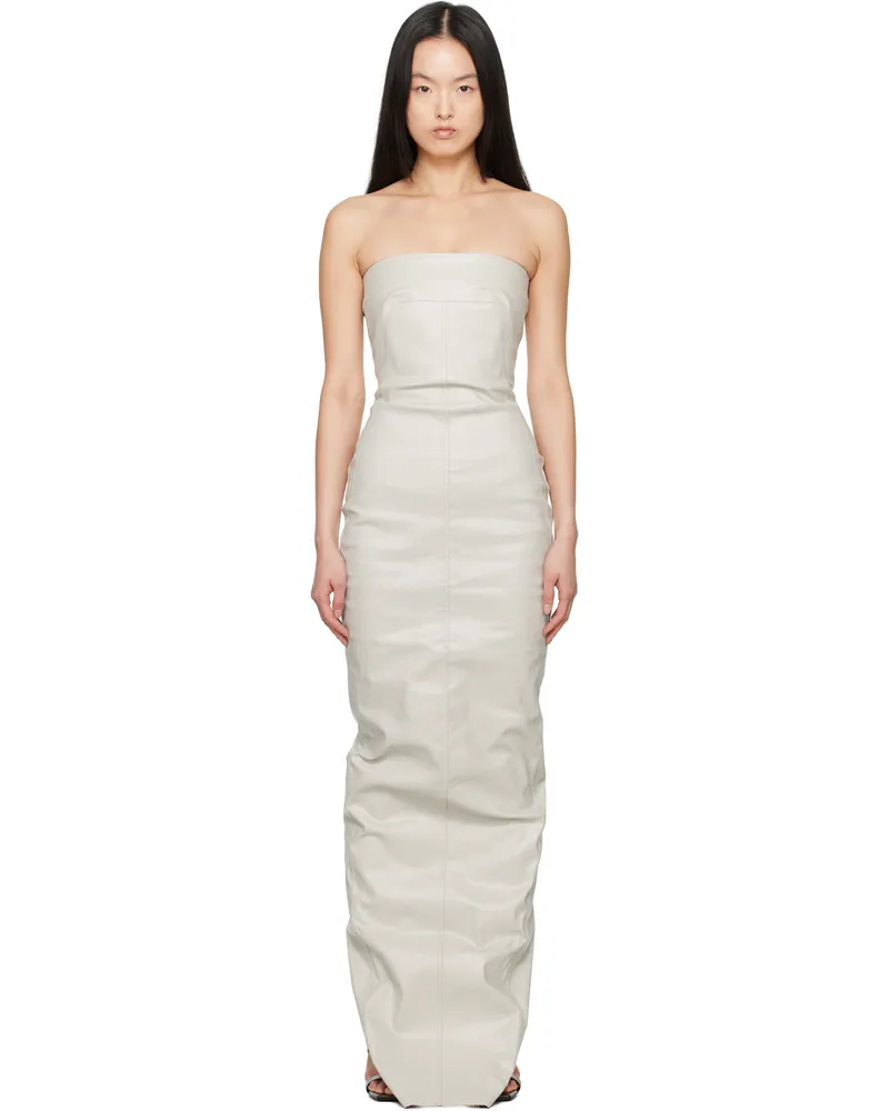 Rick Owens Off-White Hollywood Bustier Denim Gown 41