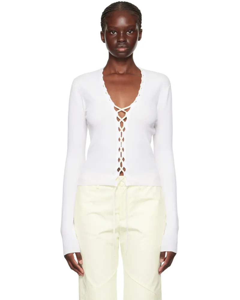 Dion Lee Off-White Bichrome Cardigan White