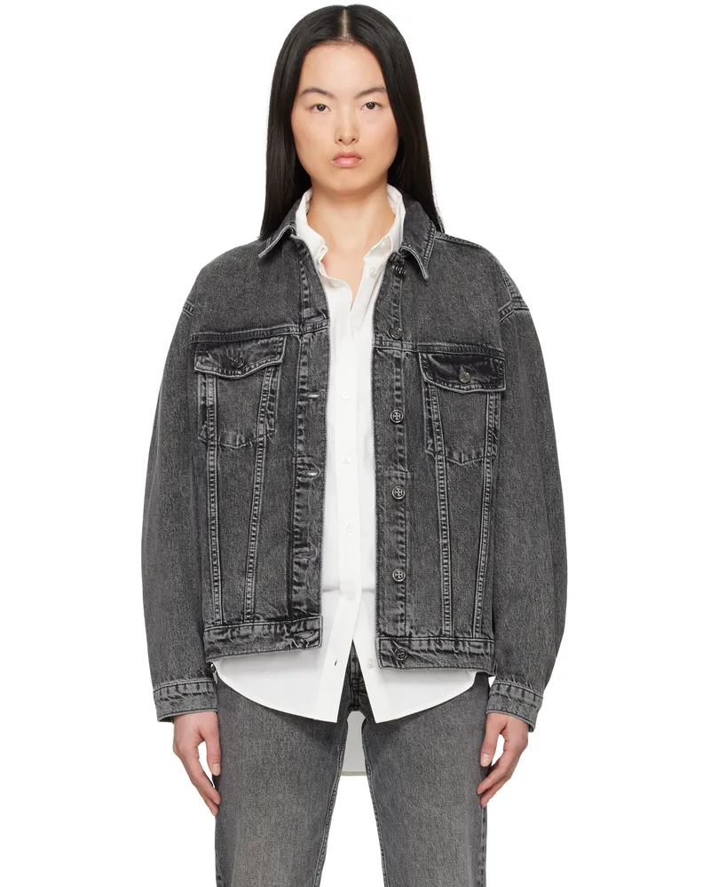Anine Bing Gray Rory Denim Jacket Grey