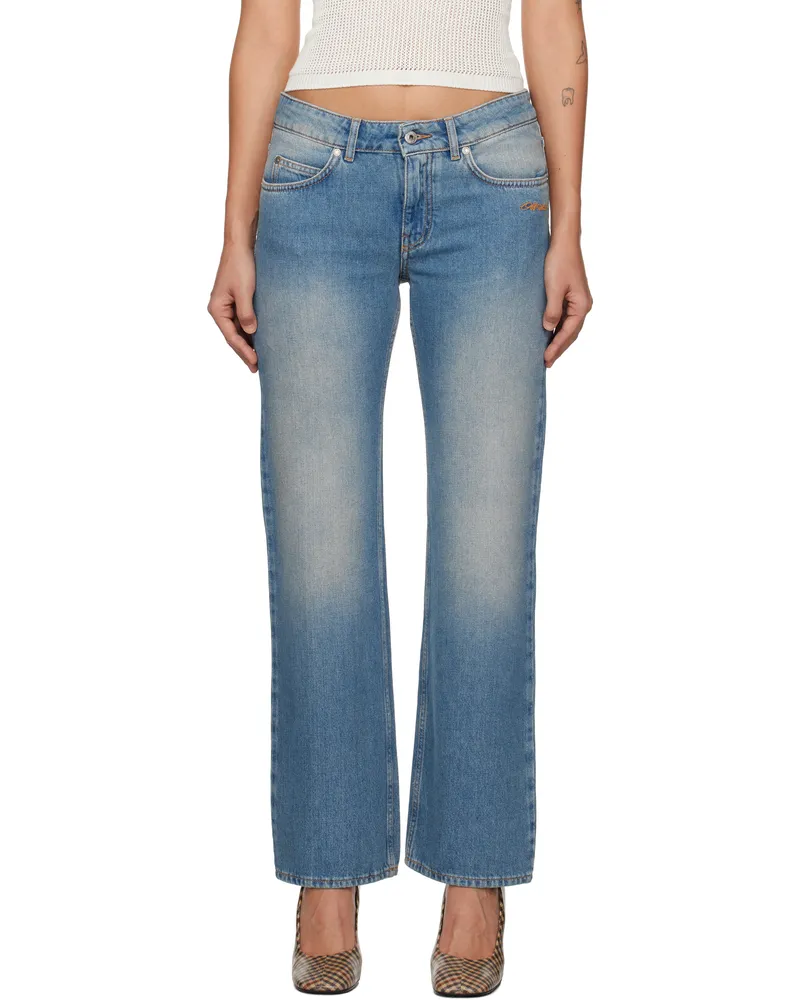 OFF-WHITE Blue 90S Fit Bleach Jeans Bleach