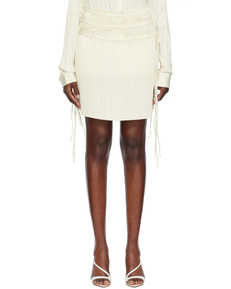 Helmut Lang Off-White Pleated Miniskirt Ivory