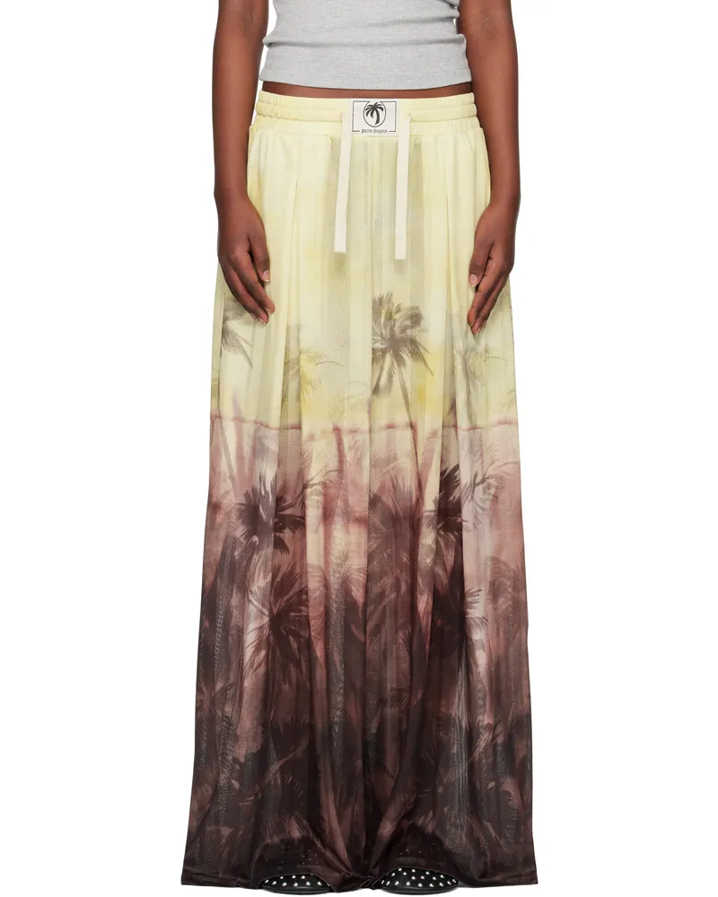 Palm Angels Yellow & Brown Sunset Palms Mesh Trousers Orange