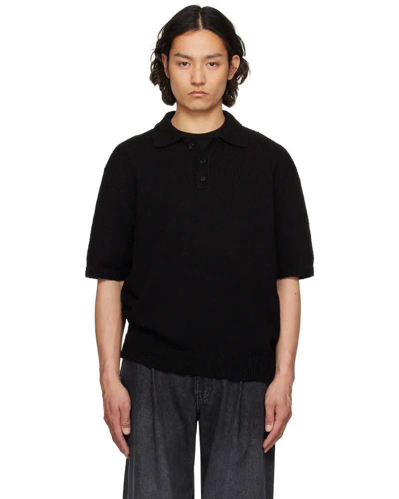 SOLID HOMME Black Knit Polo 516b