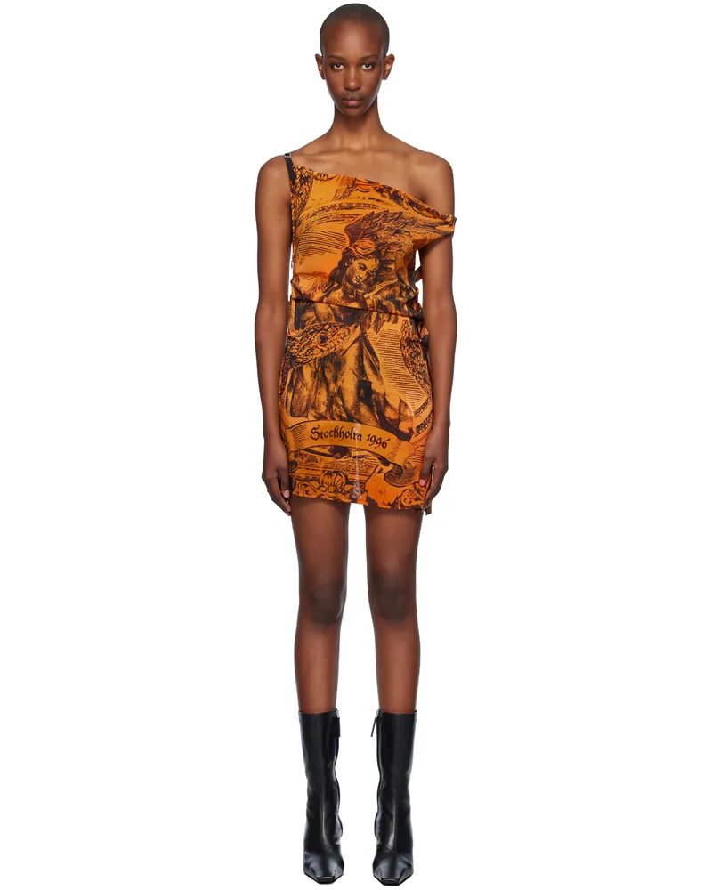 Acne Studios Orange Printed Minidress Ac4