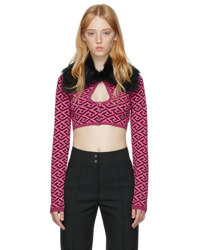 Versace Pink 'La Greca' Cardigan 1pf00