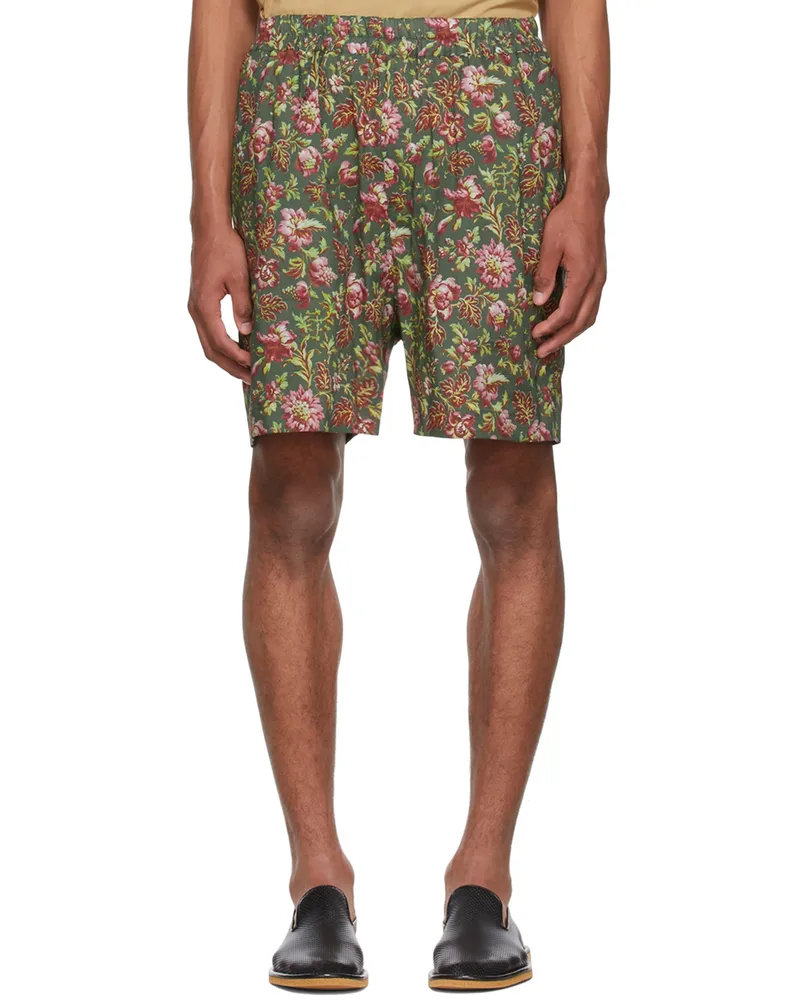 BY WALID Green Blaze Shorts Laurentine