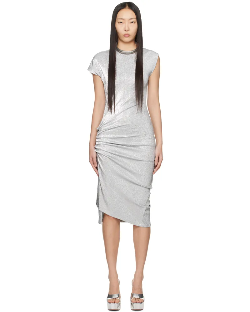 Paco Rabanne Silver Draped Midi Dress P040