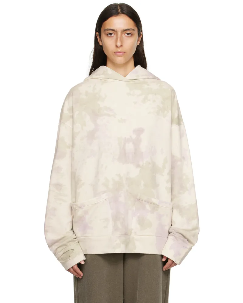 WE 11 DONE Off-White Distressed Hoodie Ivory
