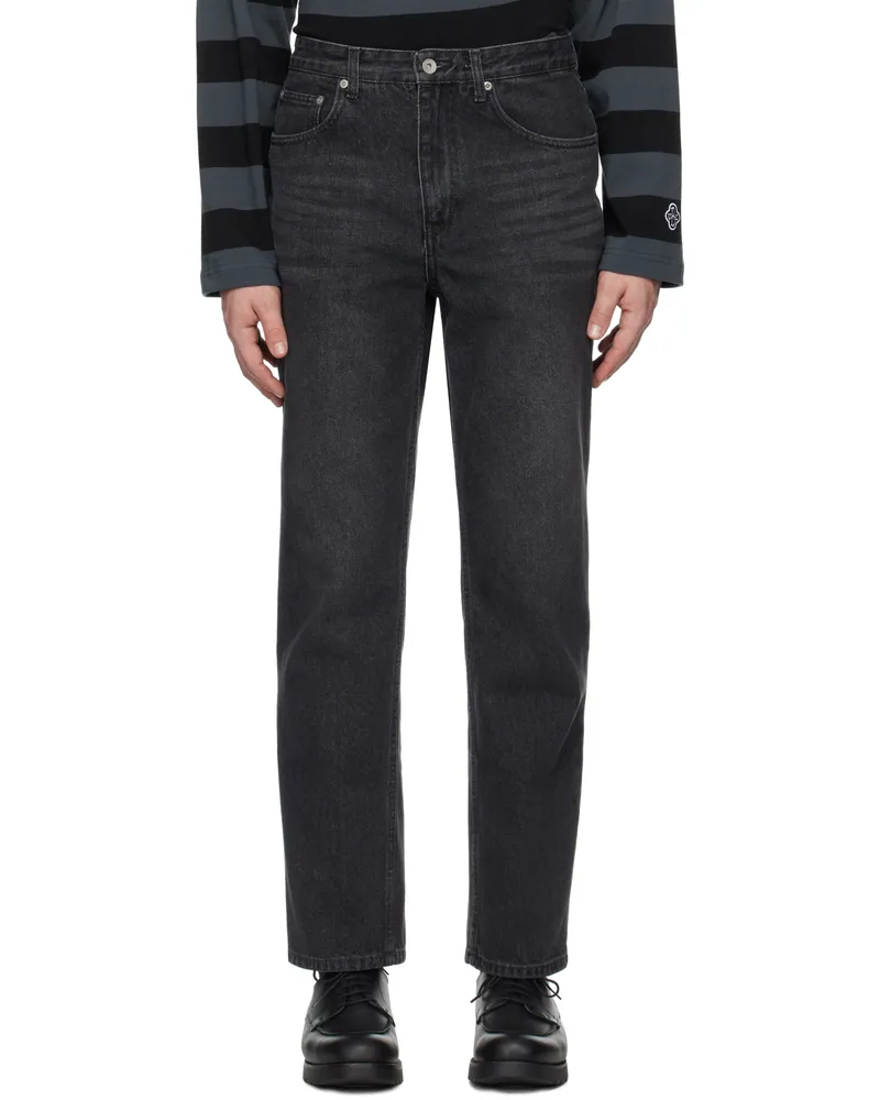 Uniform Bridge Black 5P Straight Jeans Black