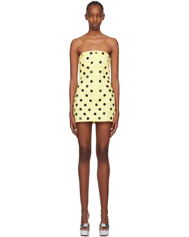 Area Yellow Polka Dot Minidress Cream