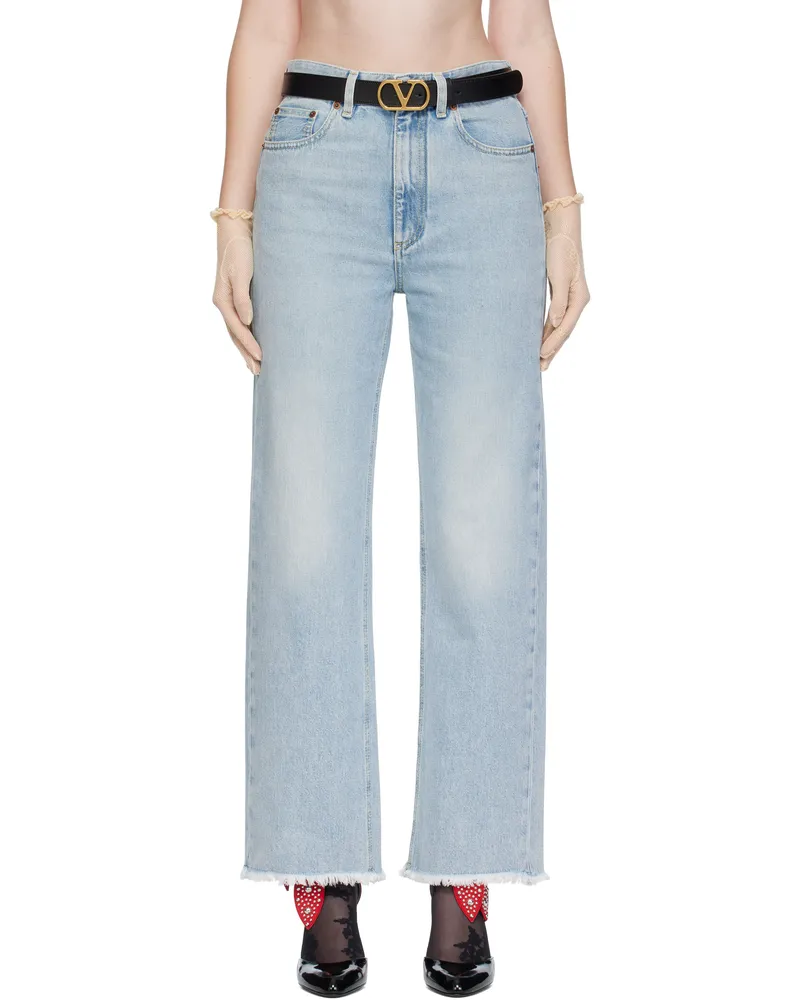 Valentino Garavani Blue Frayed Cuff Jeans 508