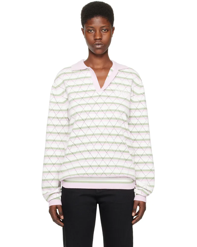 WE 11 DONE White & Pink Striped Polo Light