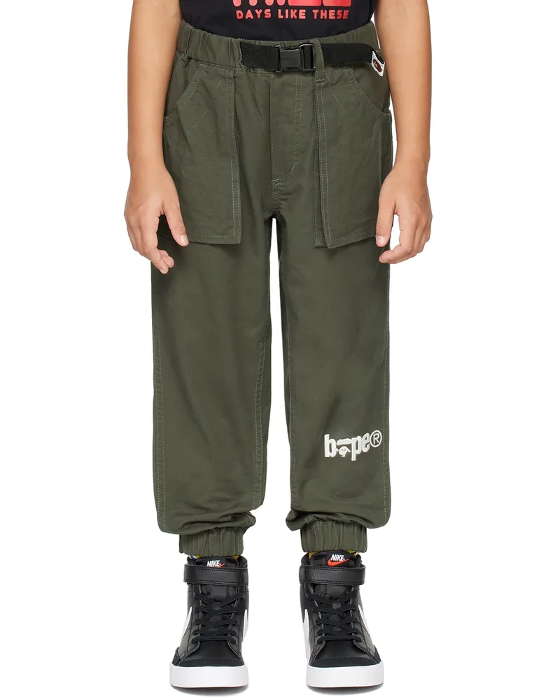 BAPE Kids Khaki Climbing Pants Olive