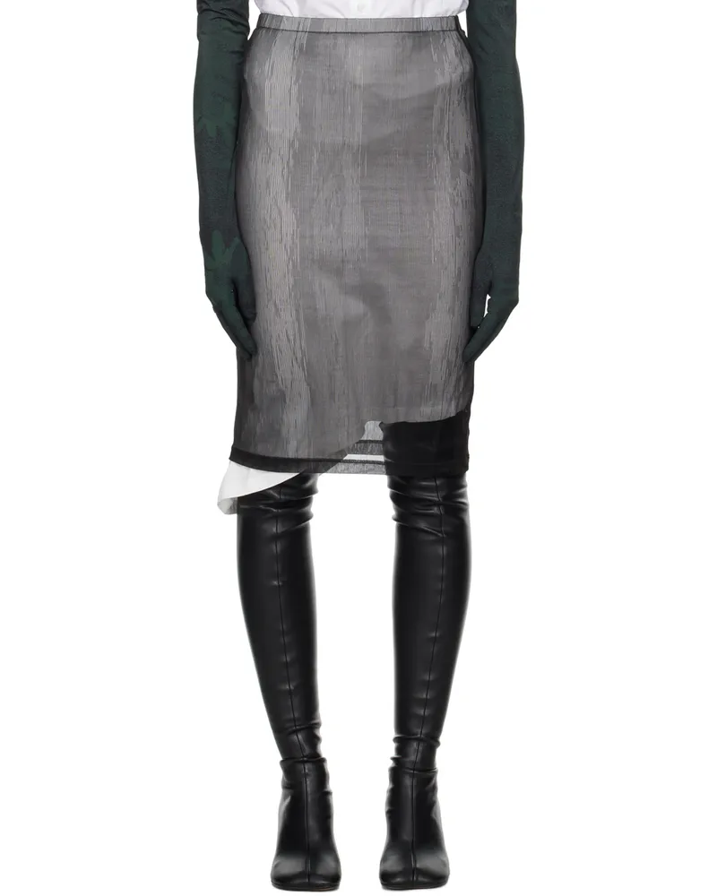 Maison Margiela Black Ribbed Midi Skirt 961