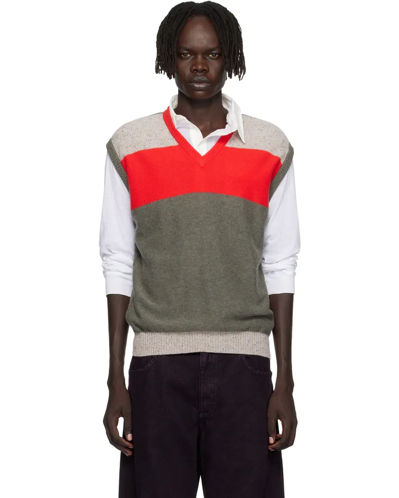 Eckhaus Latta Taupe & Red Racer Vest Woodpecker