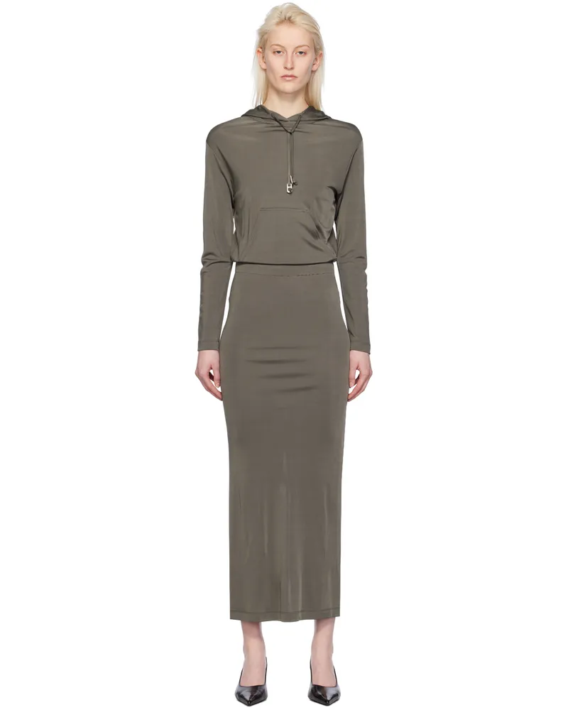 Dion Lee Khaki Gathered Maxi Dress Mercury