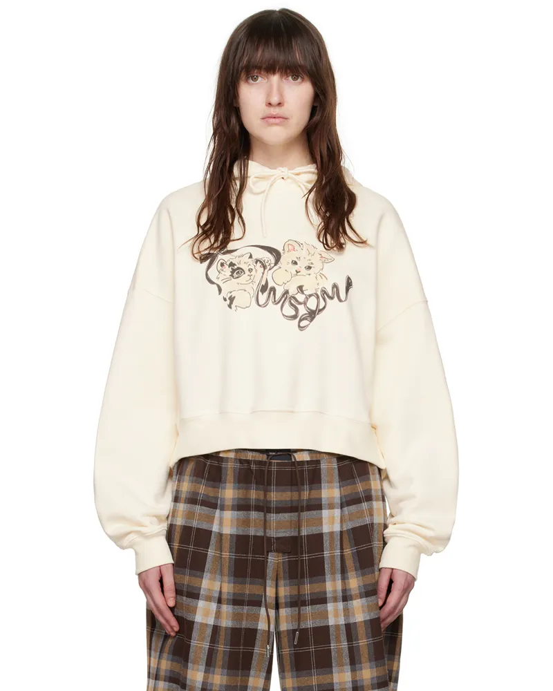 MSGM Off-White Kitten Hoodie 02