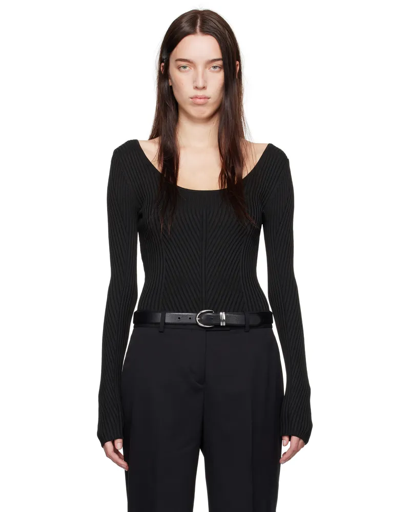 Calvin Klein Black Halo Viscose Rib Top Black