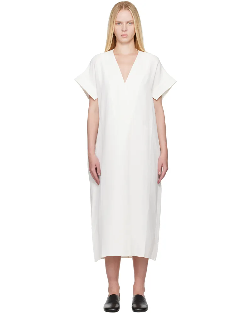 Studio Nicholson Off-White Cley Linen Midi Dress Parchment