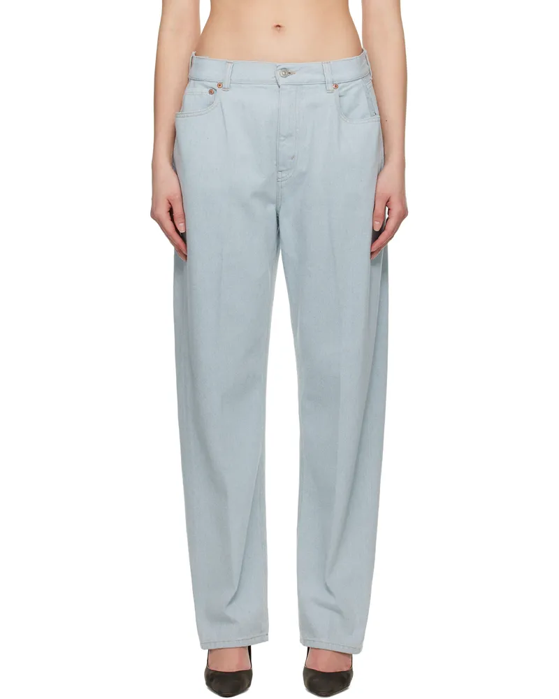 Victoria Beckham Blue Straight Kick Pocket Boyfriend Jeans Light