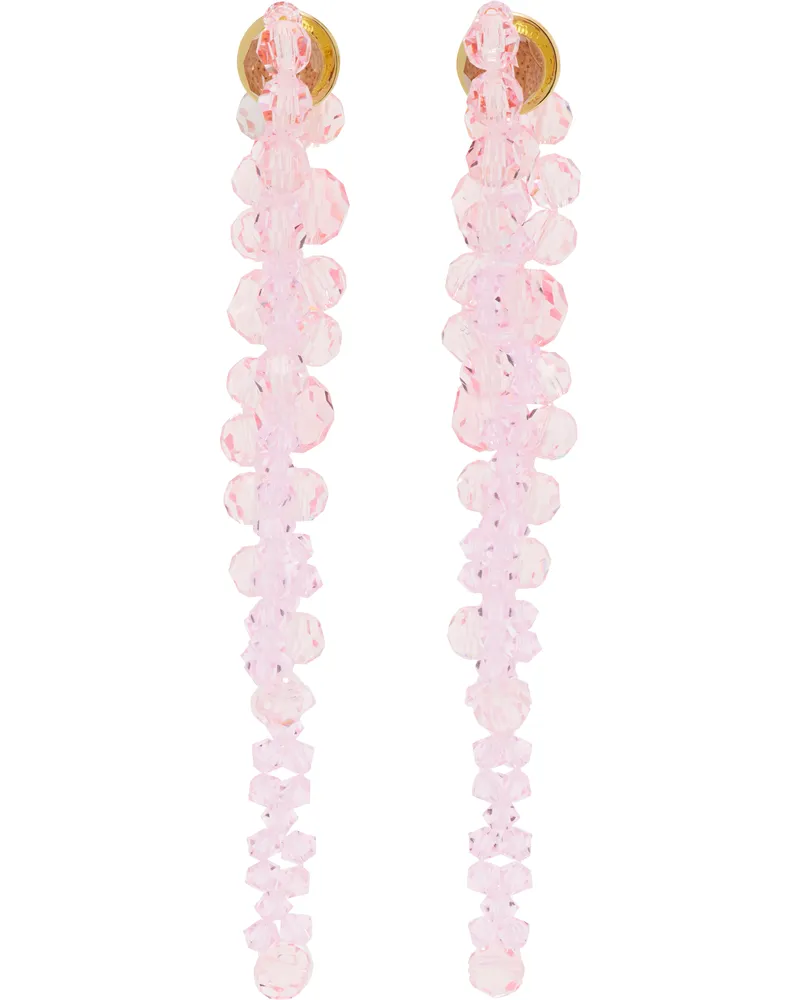 Simone Rocha Pink Double Pierce Through Drip Earrings Pale