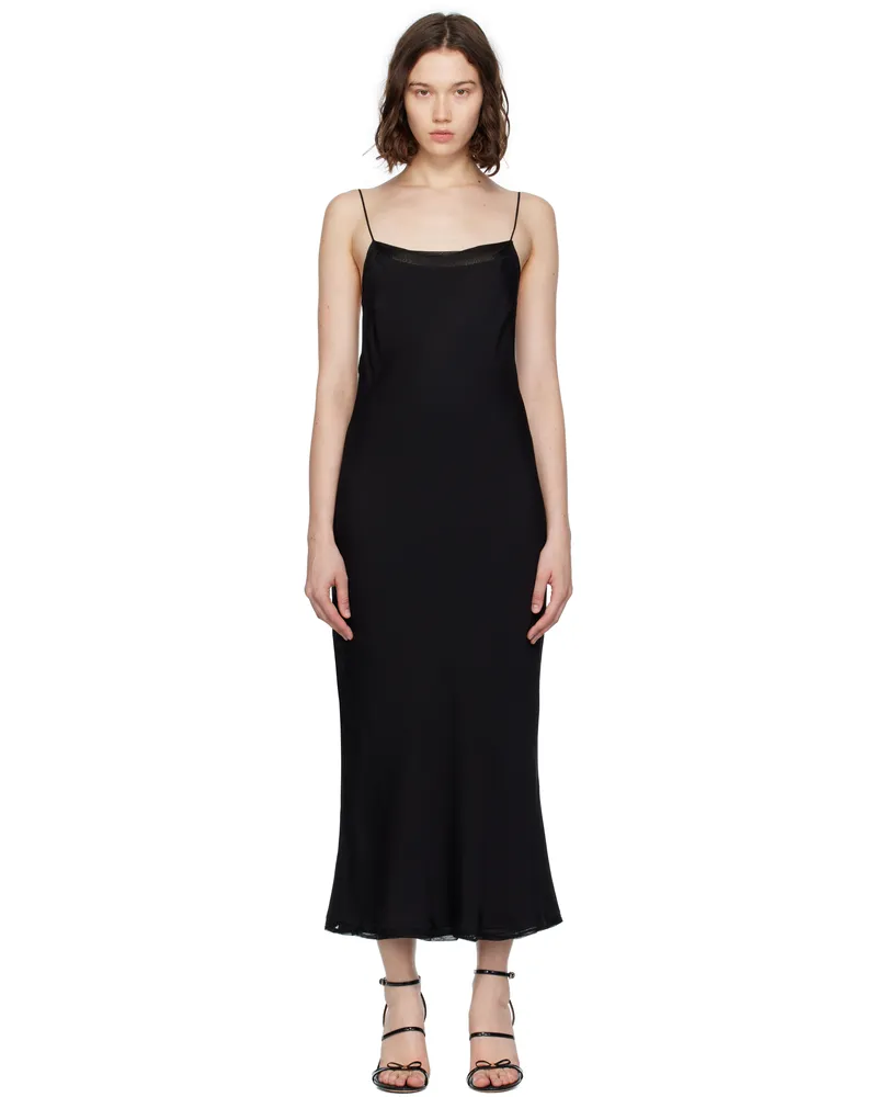 Totême Black Satin Slip Midi Dress Black