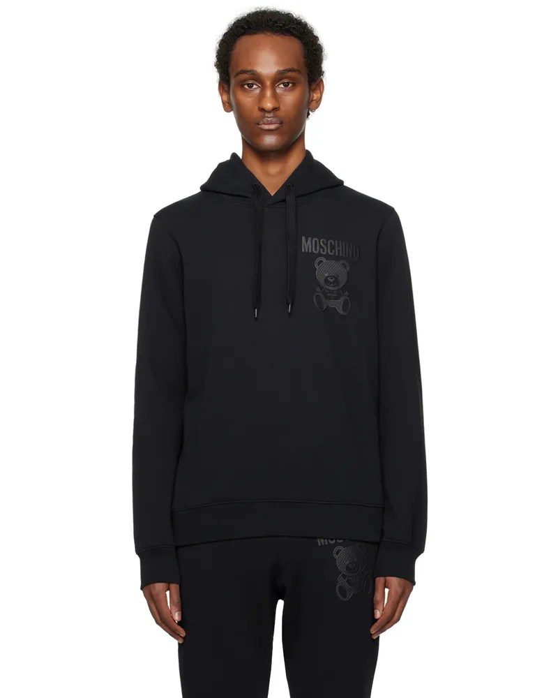Moschino Black Mesh Teddy Hoodie V1555