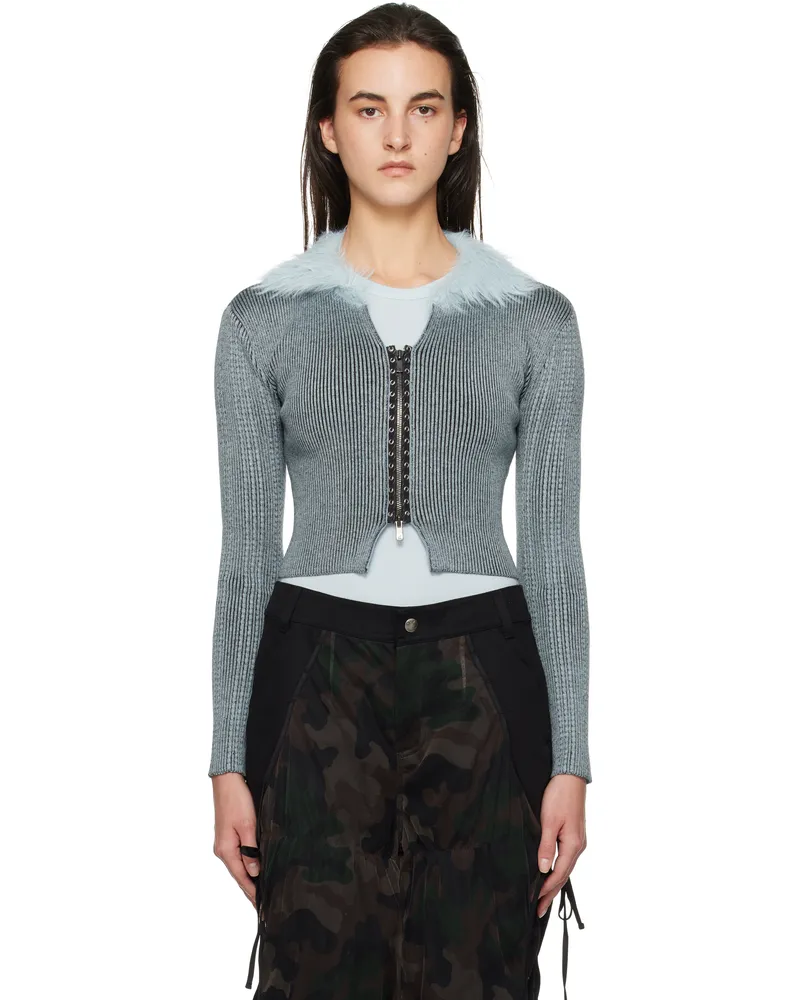 Andersson Bell Blue Lace-Up Knit Cardigan Blue