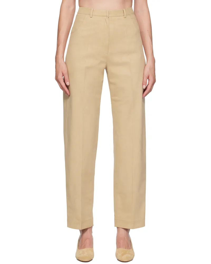 GIA STUDIOS Beige Cocoon Faux-Leather Trousers Beige
