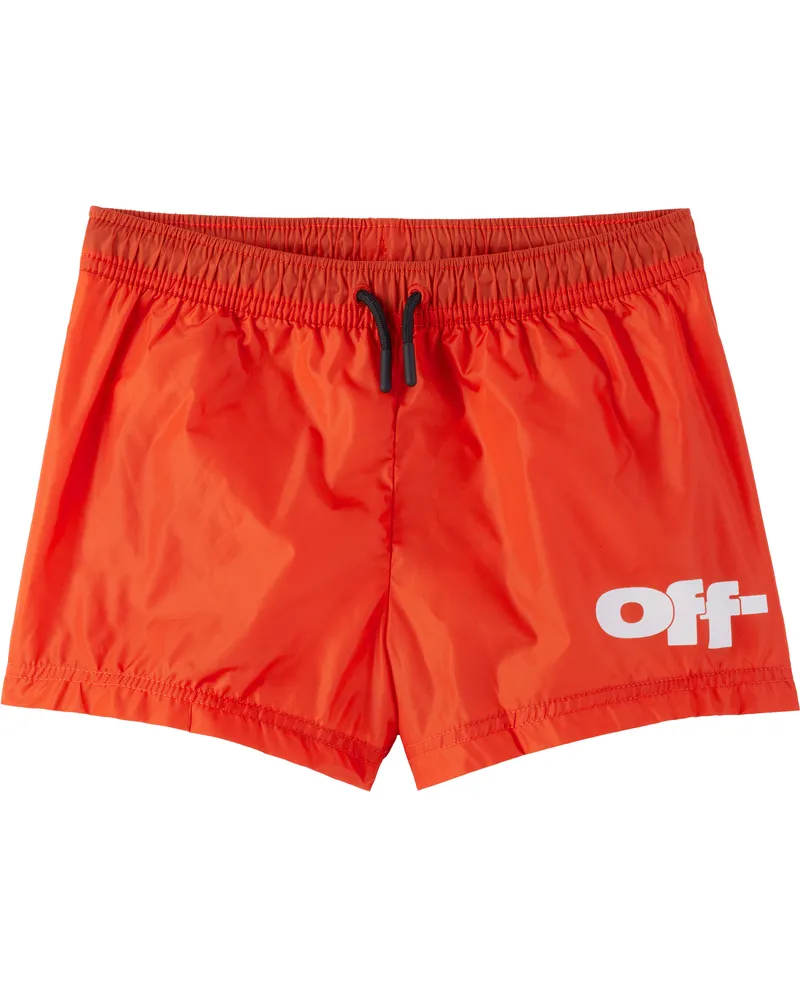 OFF-WHITE Kids Orange Off Split Swim Shorts Coral
