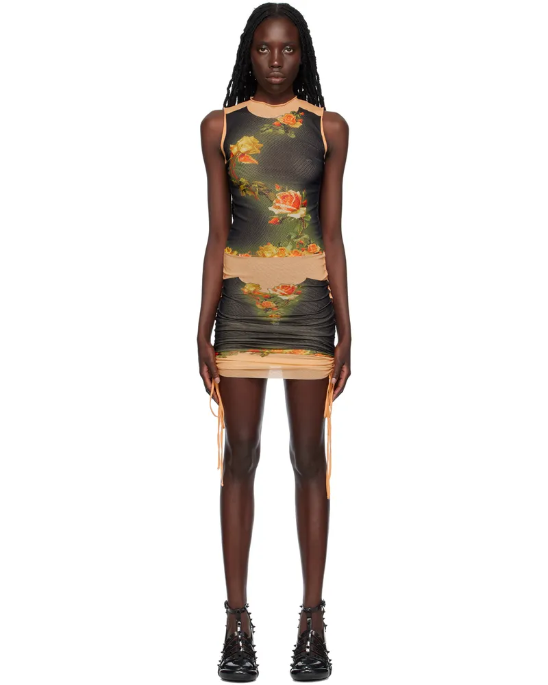 Jean Paul Gaultier Black & Orange 'The Fleurs Petit Grand' Minidress 6800-beige