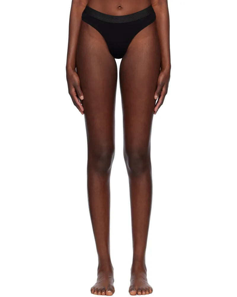 CDLP Three-Pack Black Jacquard Thongs Black