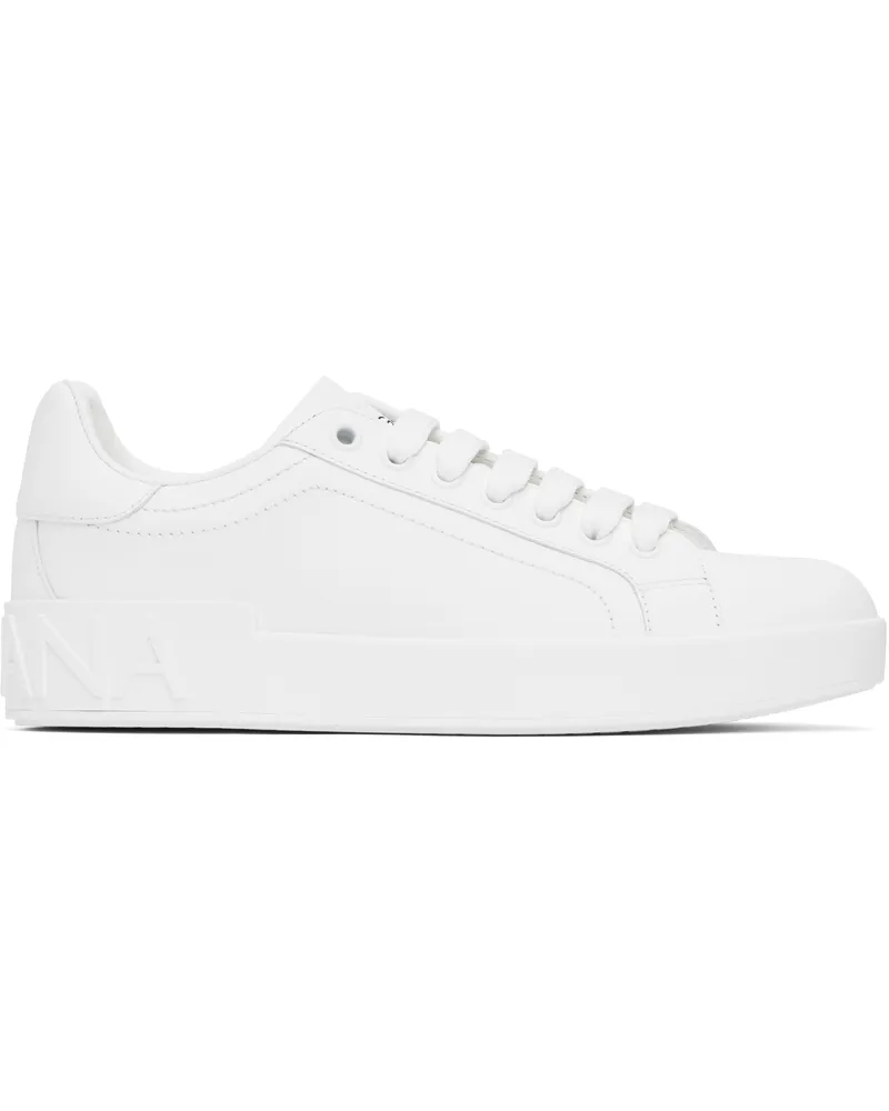 Dolce & Gabbana White Calfskin Portofino Sneakers 80001