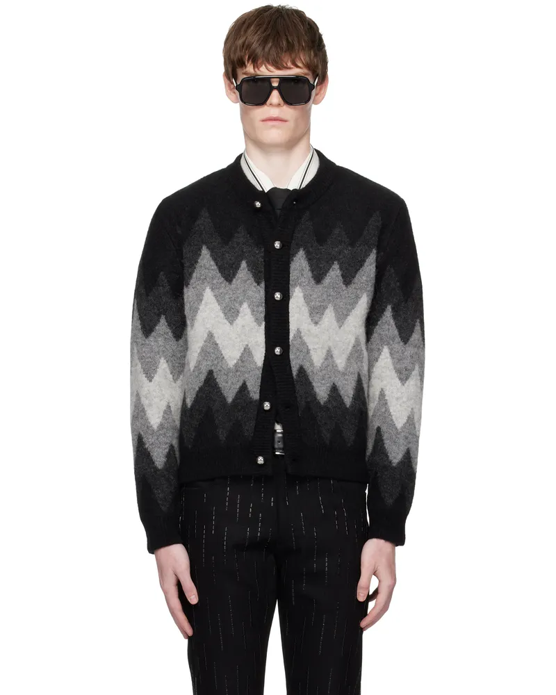 Ernest W. Baker Black & Gray Degrade Jacquard Cardigan Black