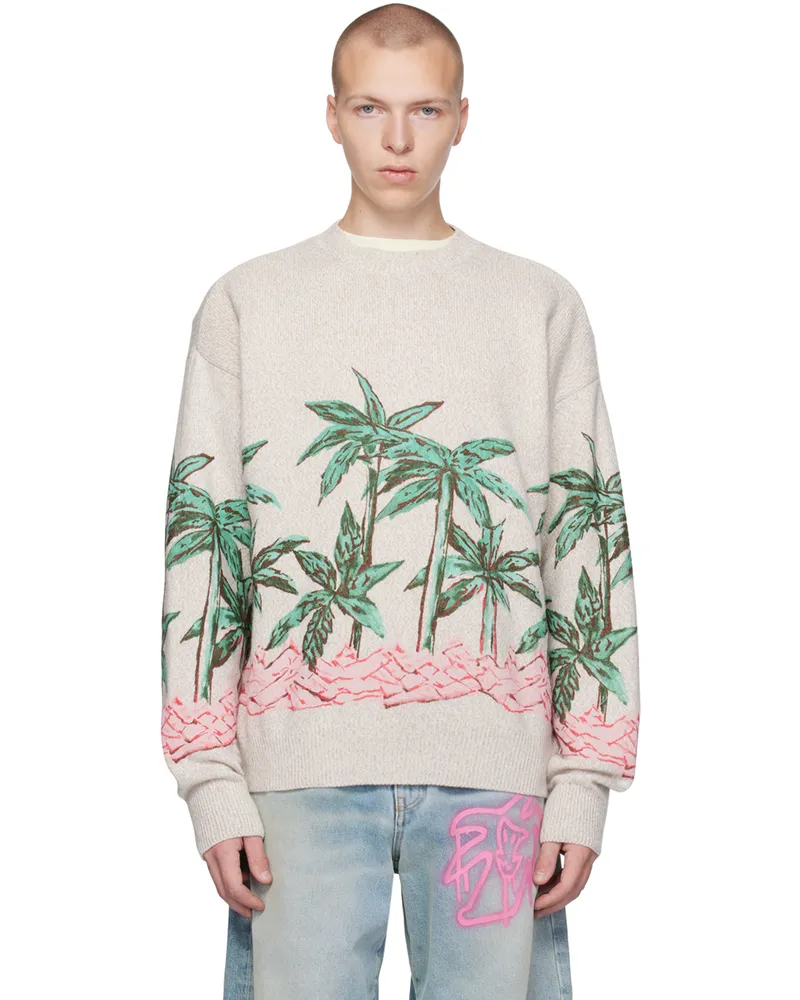 Palm Angels Beige Palms Row Sweater Butter