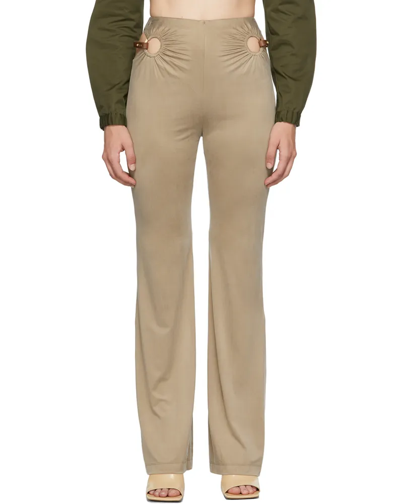 Dion Lee Beige Horse Bit Trousers Sueded