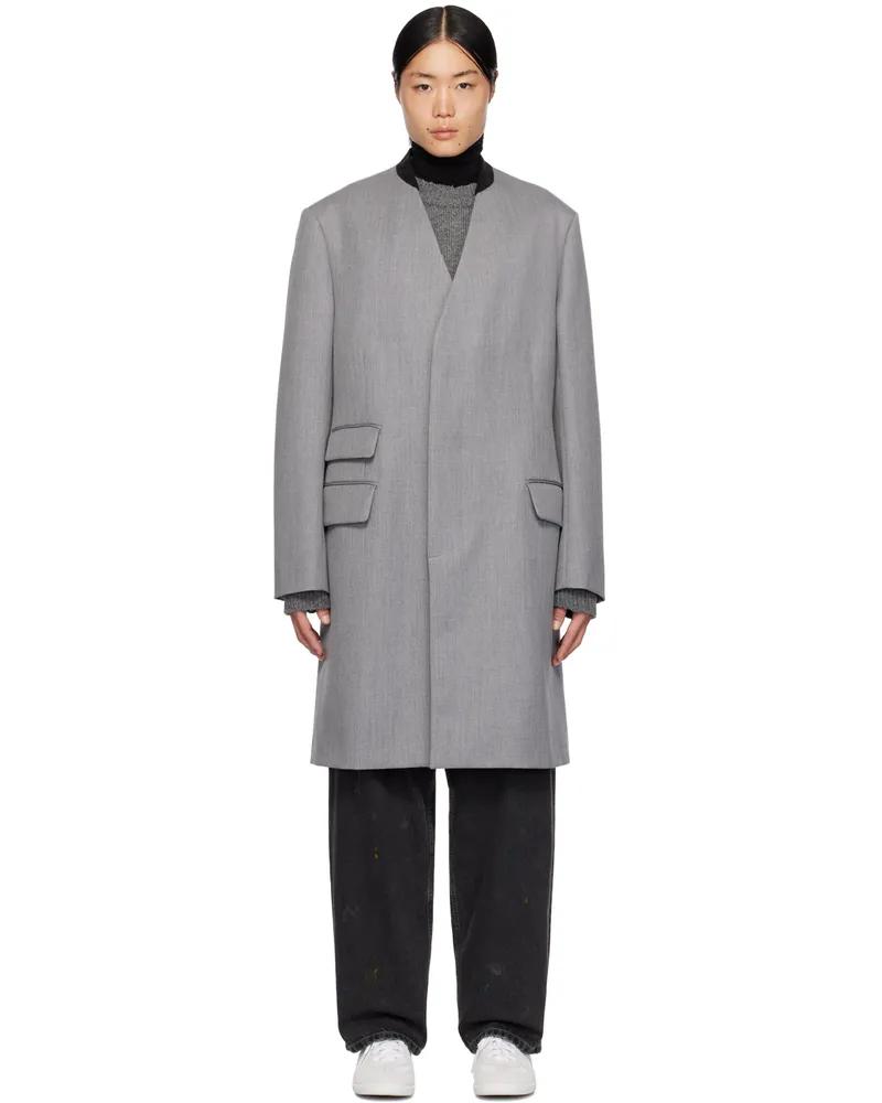 Maison Margiela Gray Collarless Coat 854m