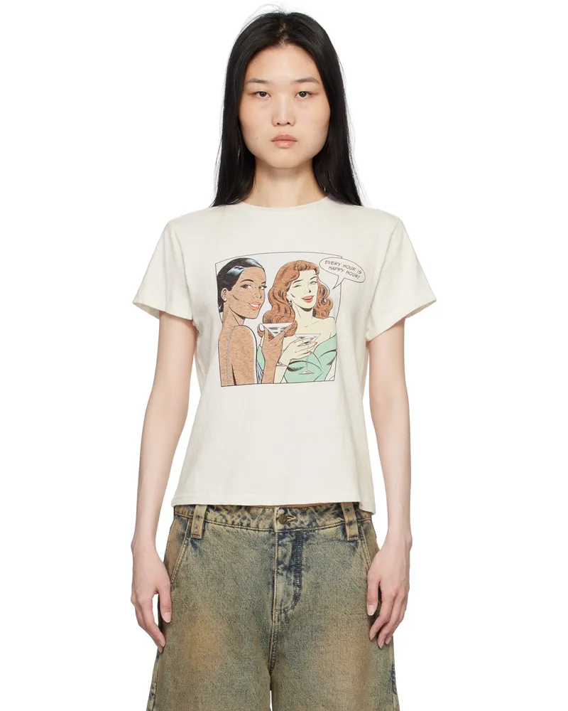 RE/DONE Off-White Classic 'Happy Hour' T-shirt Vintage