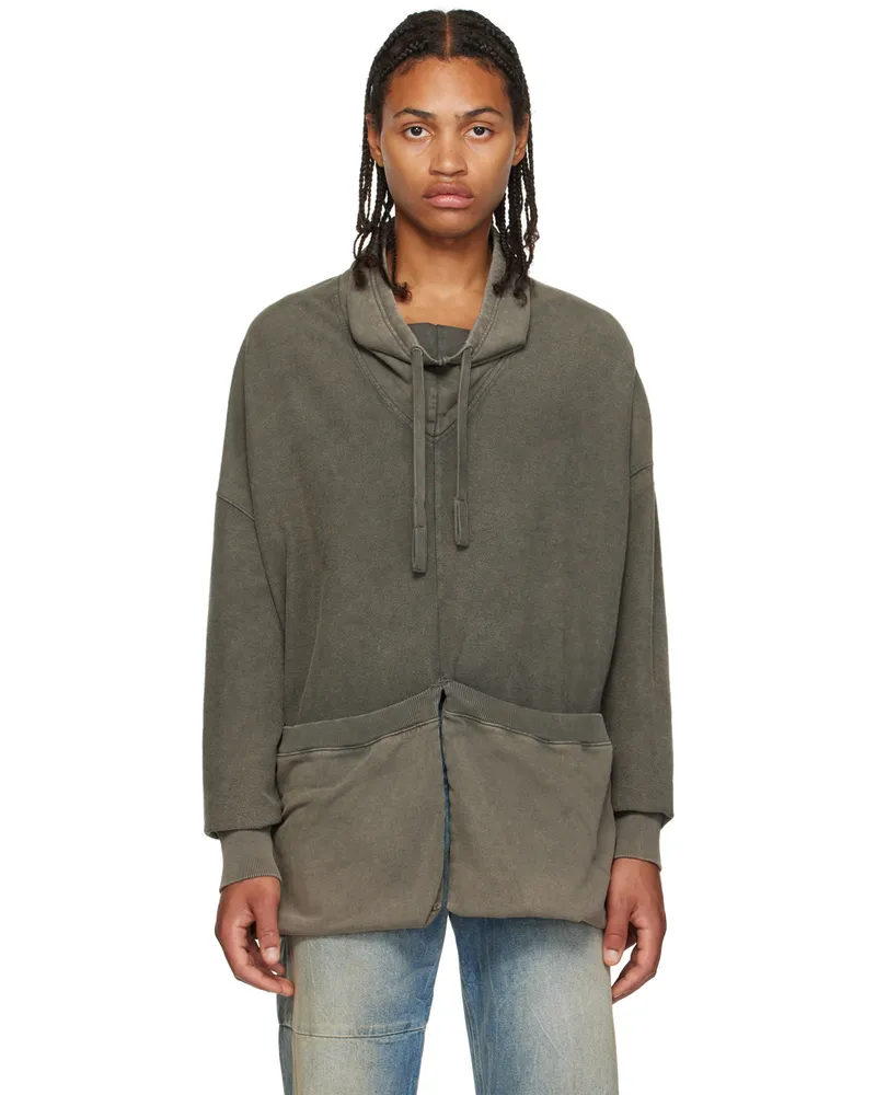 T/SEHNE Gray Fold-Up Sweatshirt Dark