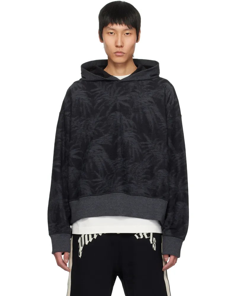 Palm Angels Gray Palms Hoodie Black