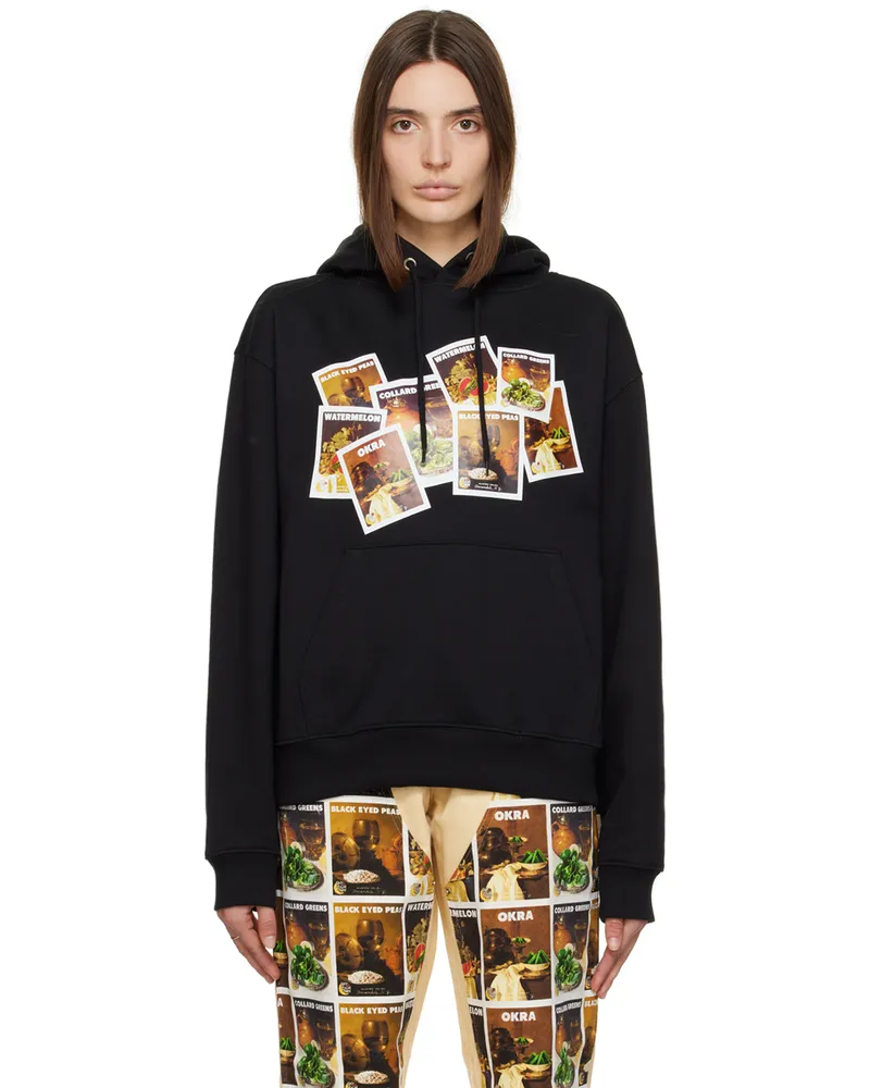 Sky High Farm Workwear Black Denim Tears Edition Printed Hoodie 1